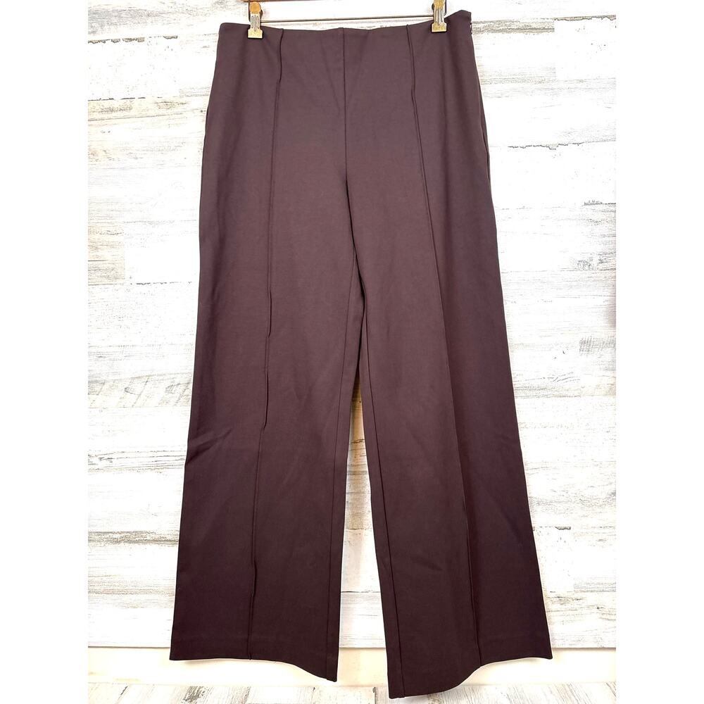J.McLaughlin Womens 14 Brown Calder Wide Leg Pintuck Stretch Pants NWT Luxe